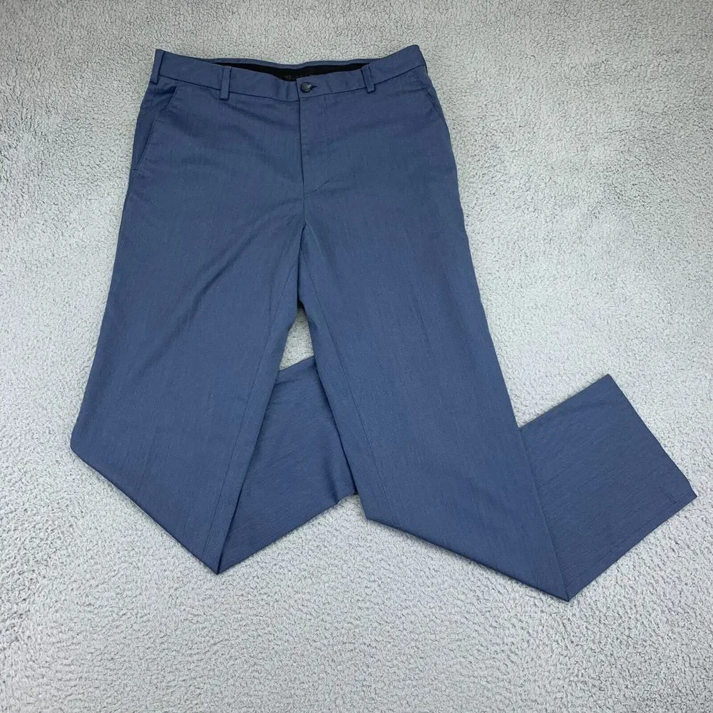 Van Heusen Pants Mens 34 Blue Straight Leg‎ Mid-Rise Dress Slacks Stretch